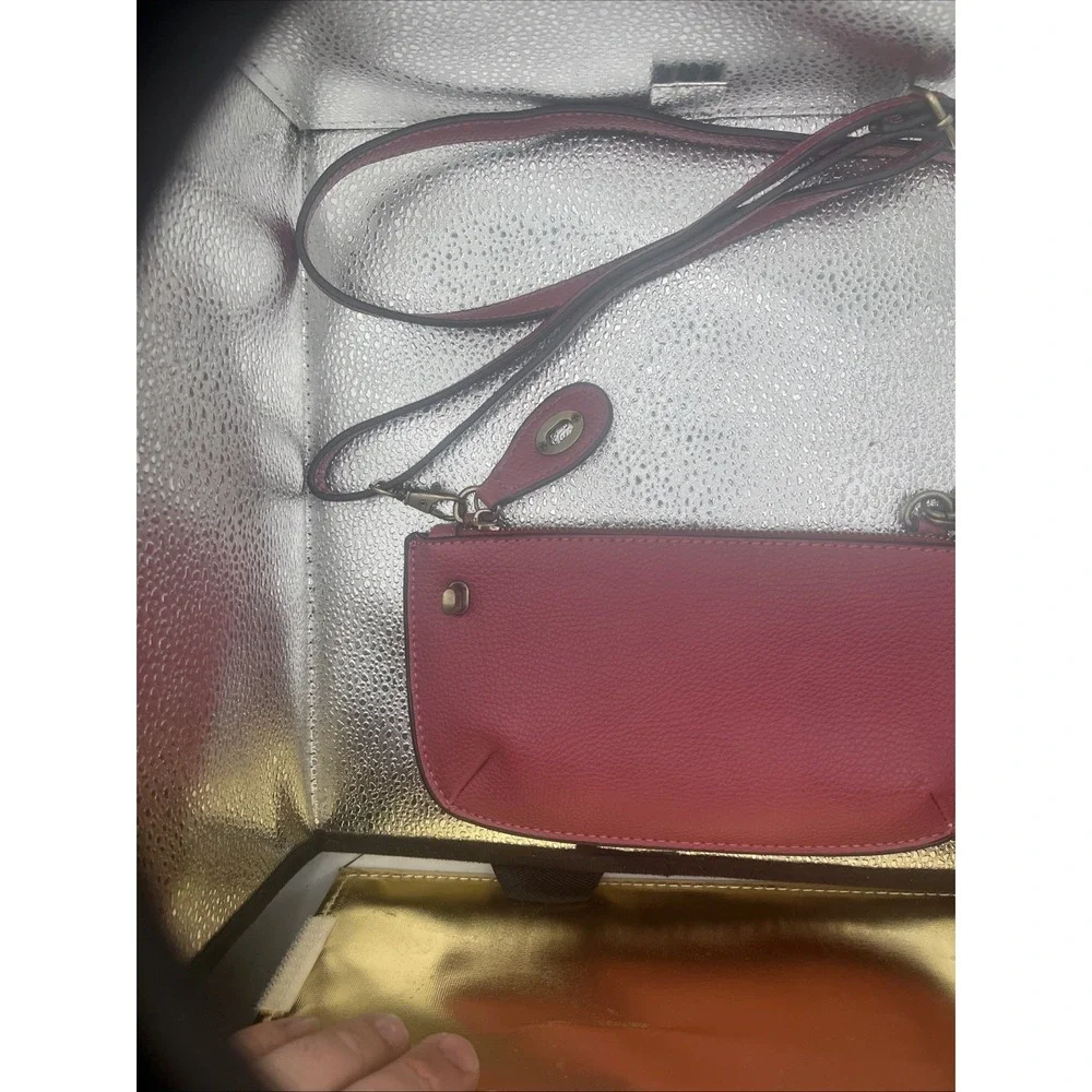 Joy Susan Women's Vegan Leather Wristlet Crossbody Clutch Bag Hot Pink W/ strap - Picture 7 of 16